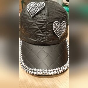 Womens Madd Hatter Faux Leather Quilt Baseball Cap